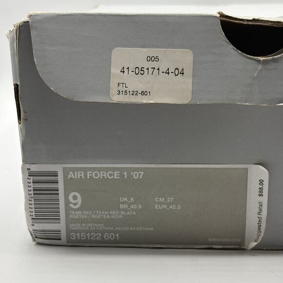 Nike Air Force 1 '07 High White Red Size 9 - Picture 14 of 16